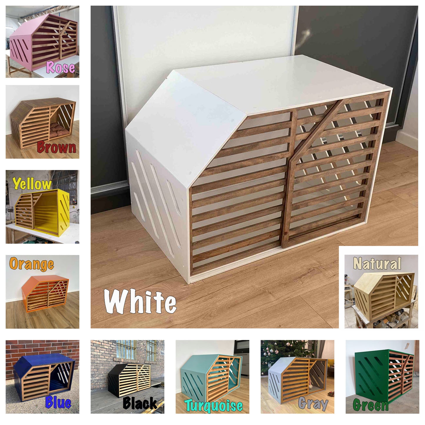 Turquoise Wood Dog House - Secure and Cozy Shelter for your Pet