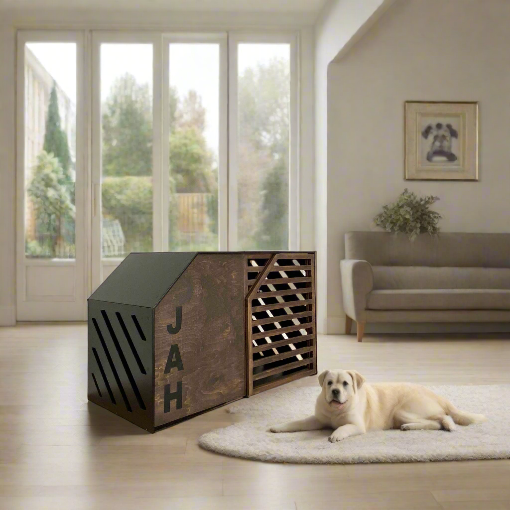 Handcrafted Personalized Dog Crate in Wooden Design
