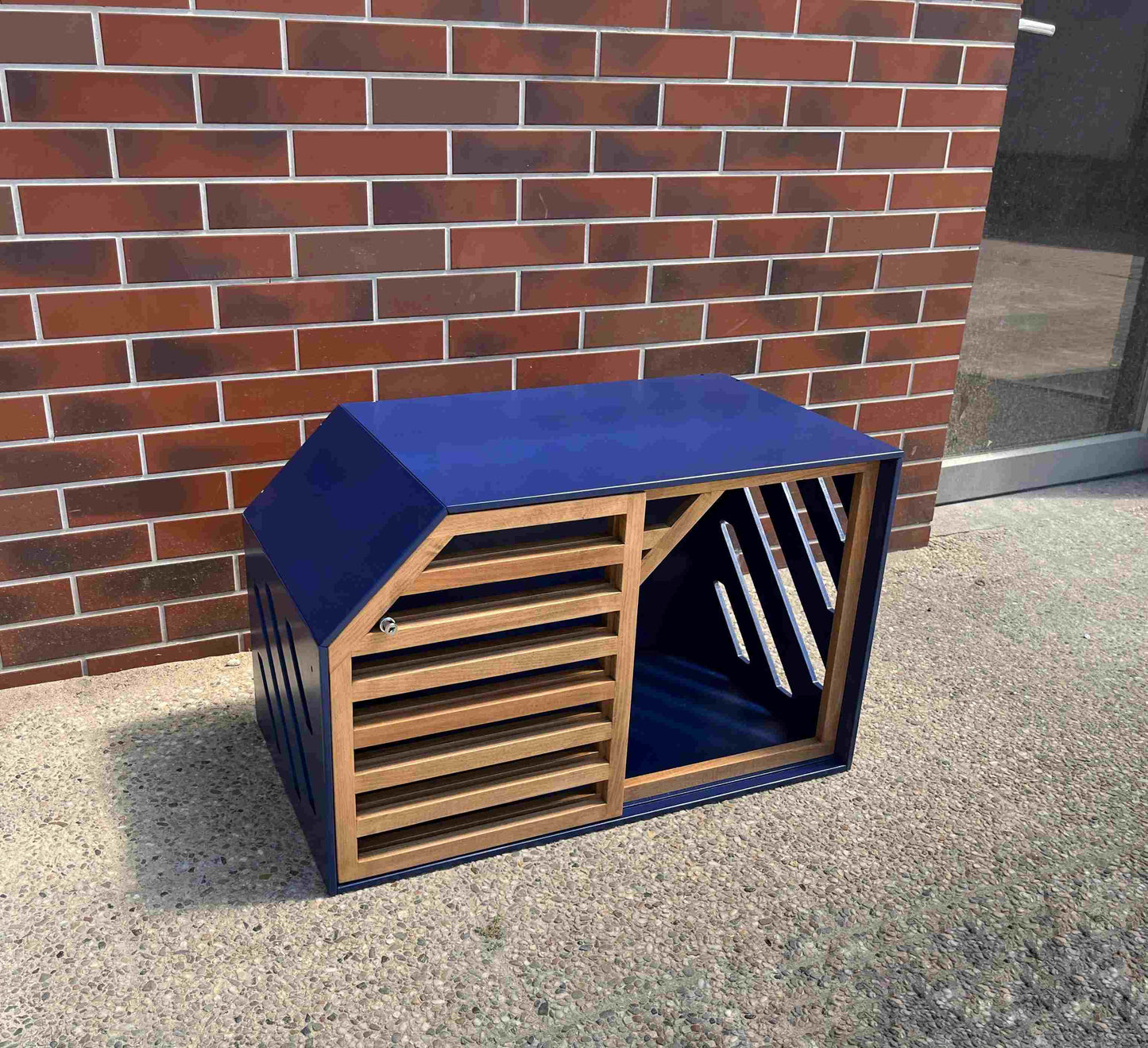 Turquoise Wood Dog House - Secure and Cozy Shelter for your Pet