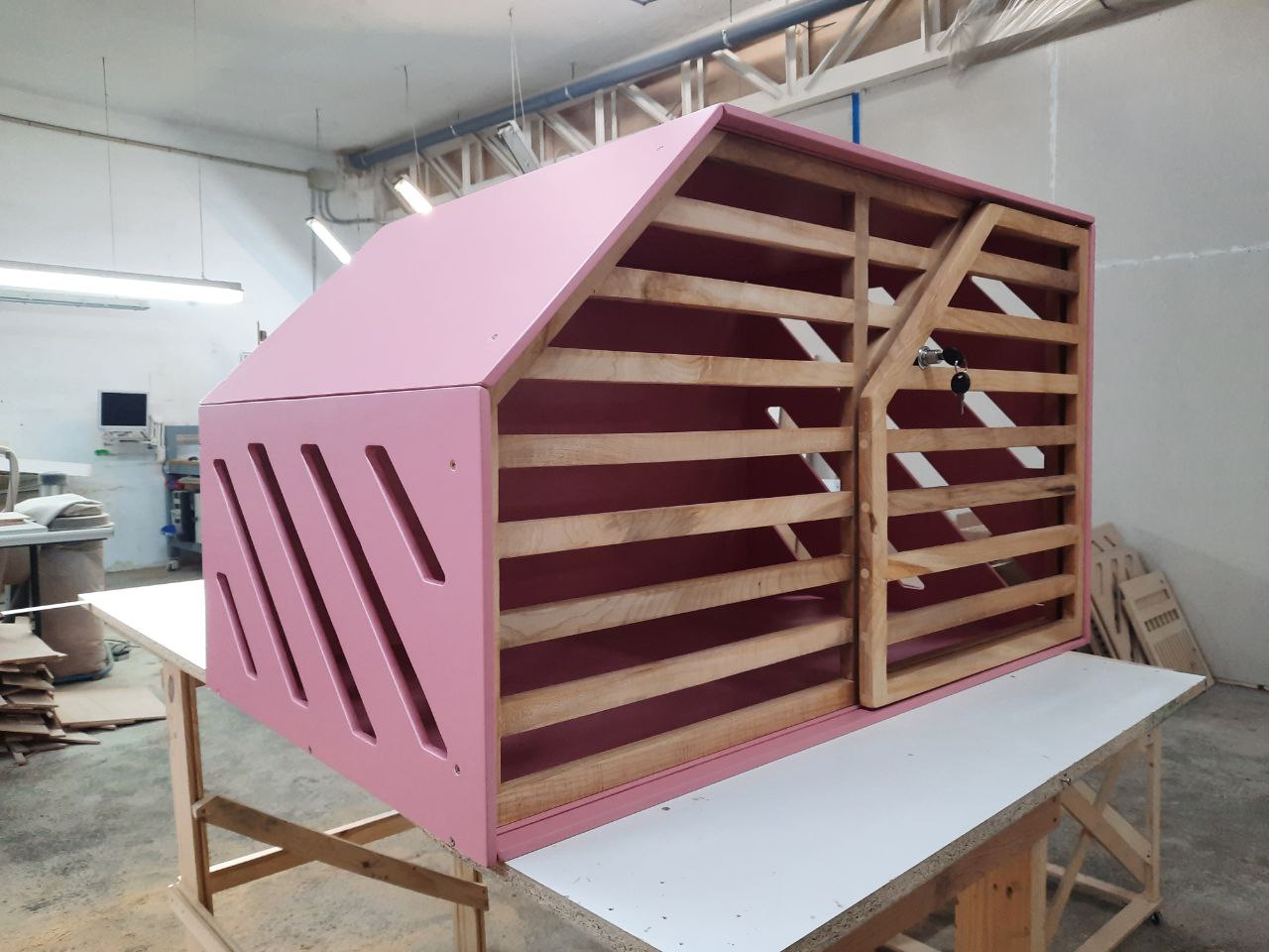 Turquoise Wood Dog House - Secure and Cozy Shelter for your Pet