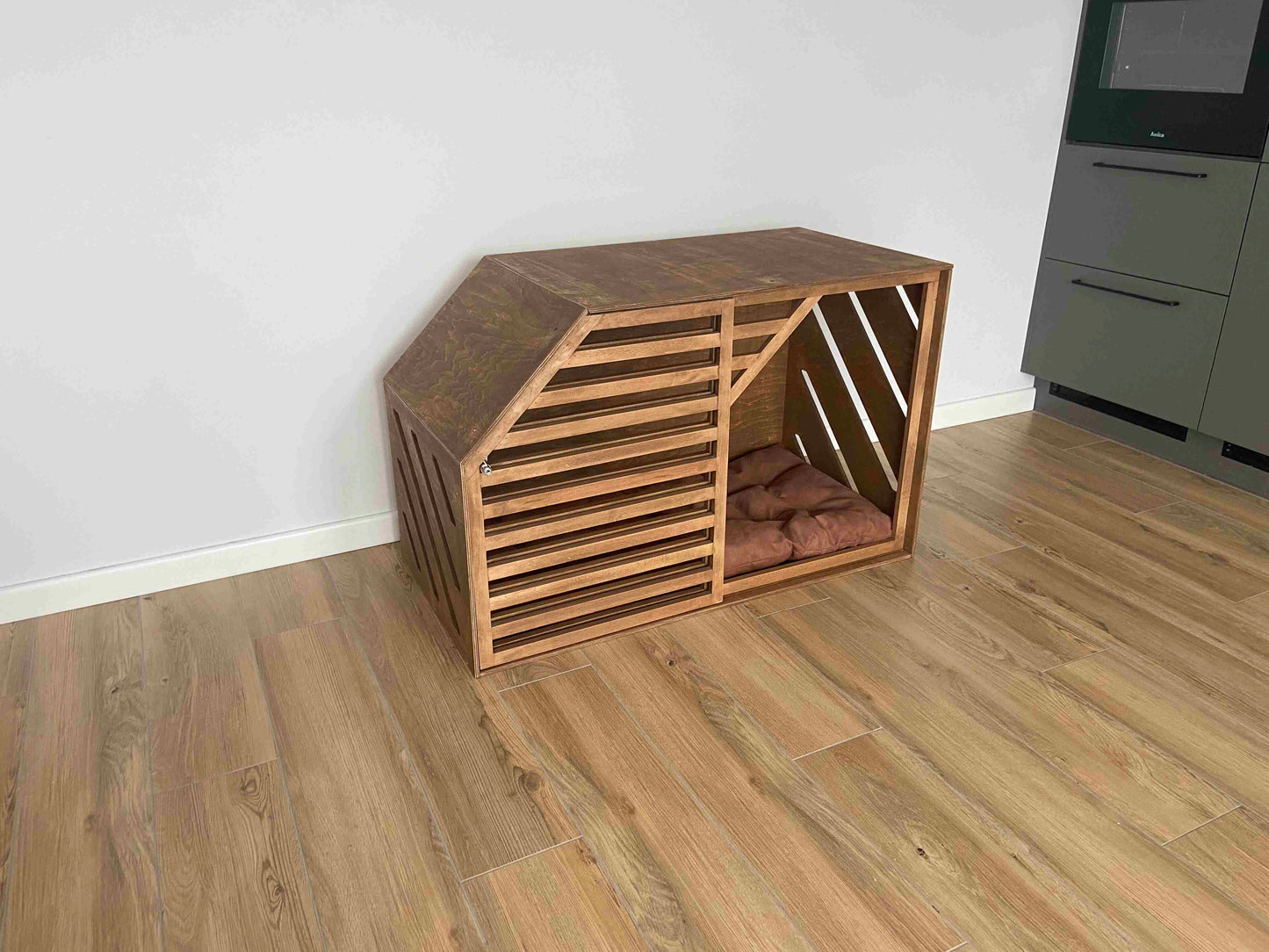 Turquoise Wood Dog House - Secure and Cozy Shelter for your Pet