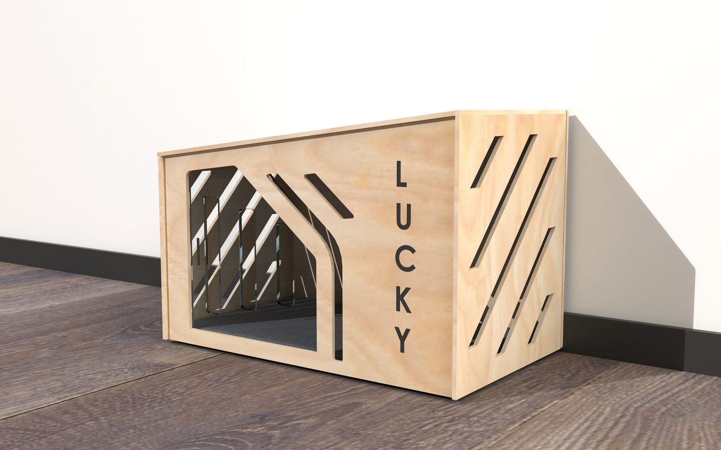 Copy of Dog kennel with plexiglass sliding door, house for dogs from small to large breeds, with your pet's name - WoW WooD