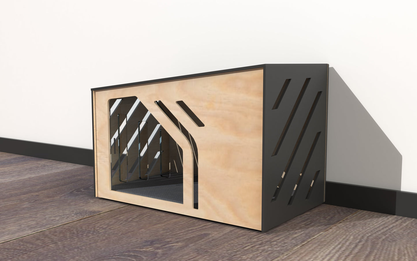 Copy of Dog kennel with plexiglass sliding door, house for dogs from small to large breeds, with your pet's name - WoW WooD
