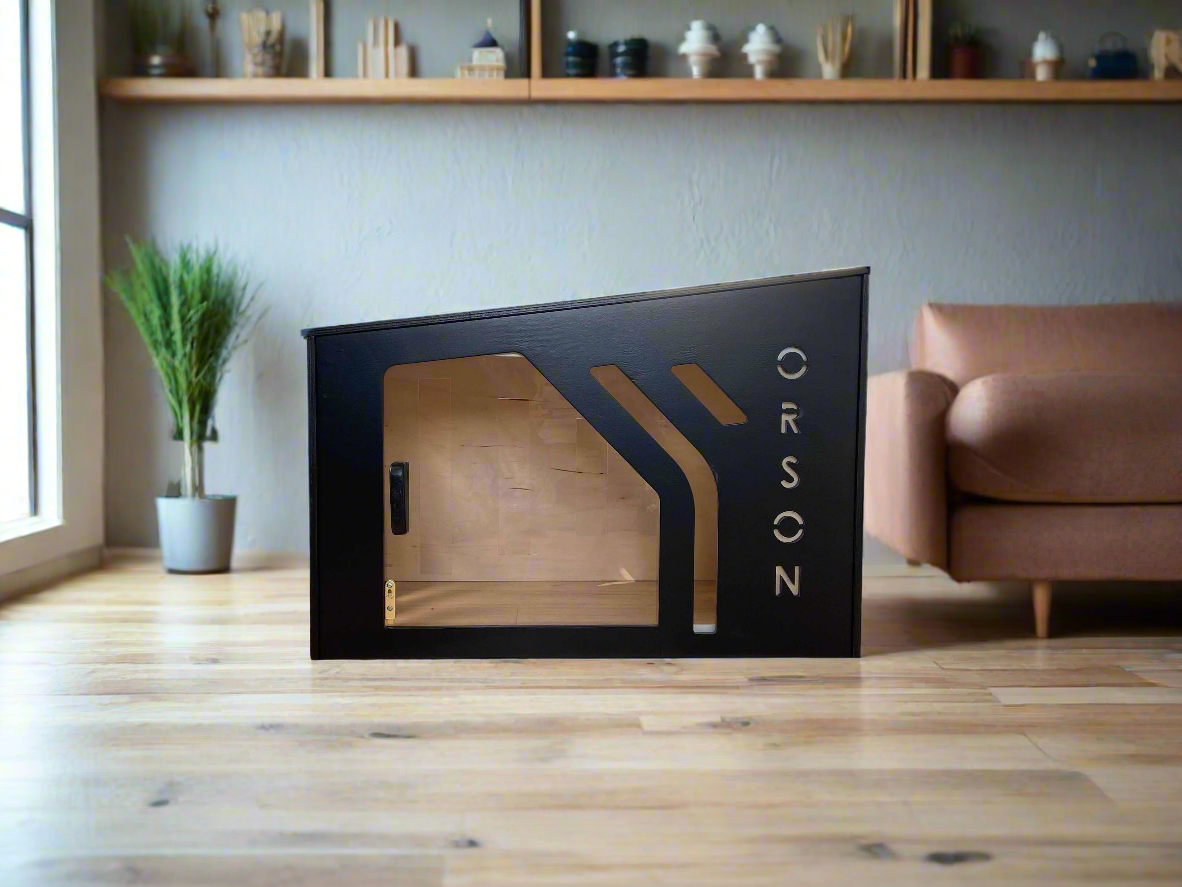 Unique Dog Kennel: Stylish & Comfortable Design. With the possibility of adding a name of your Pet