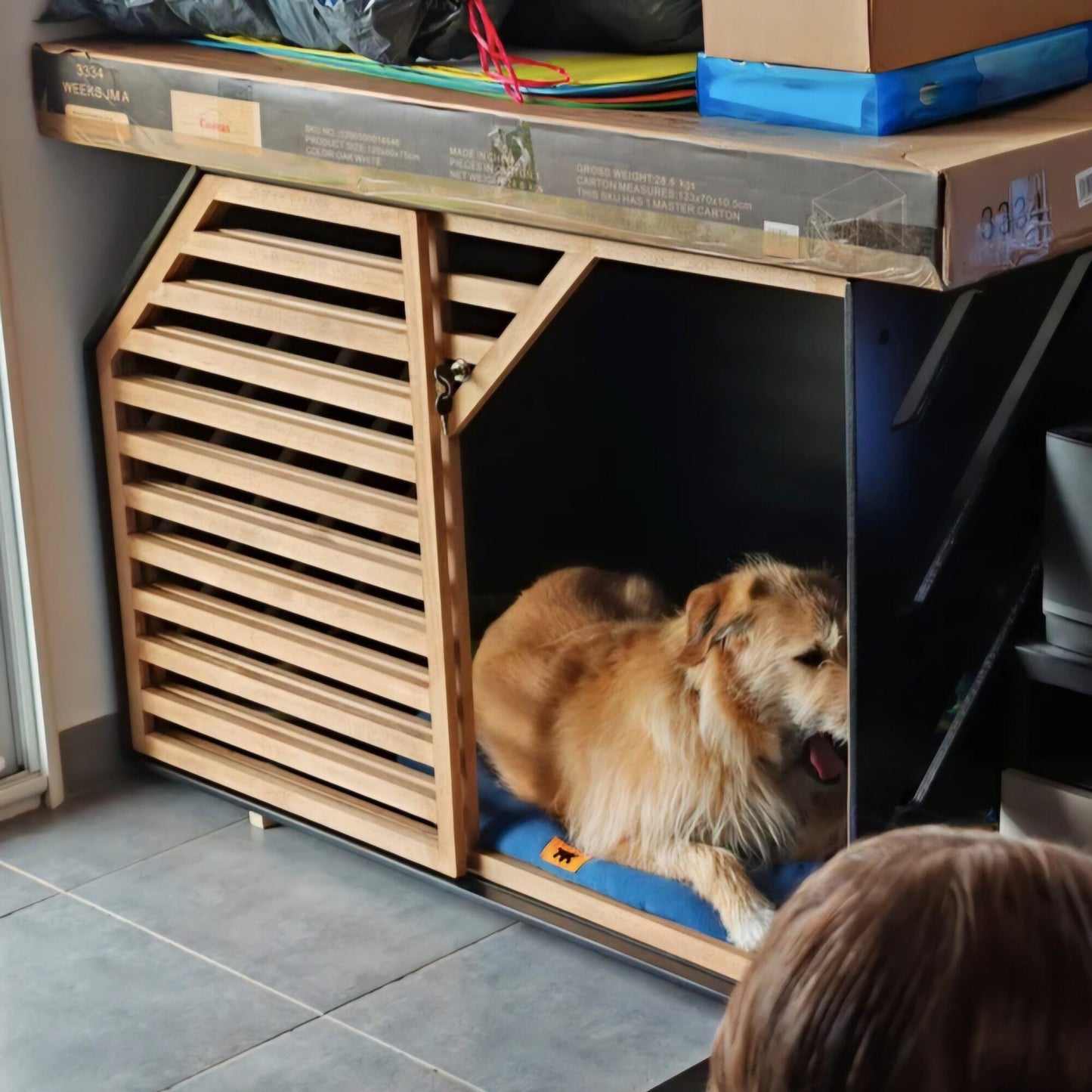 Amazing Black Dog House with Slide Door - Comfortable Pet Shelter