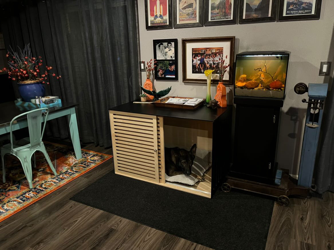 Modern Black Dog Cage - Cozy Home for Your Pup with Sliding Door