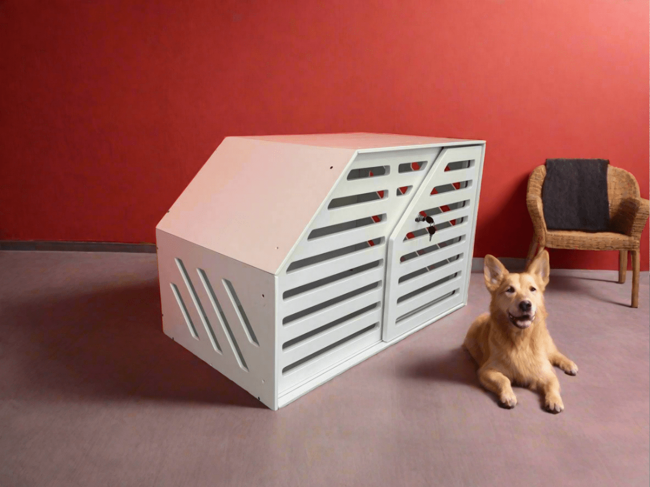 Blue + White Dog Crate Furniture - Elegant and Functional Pet Storage Solution