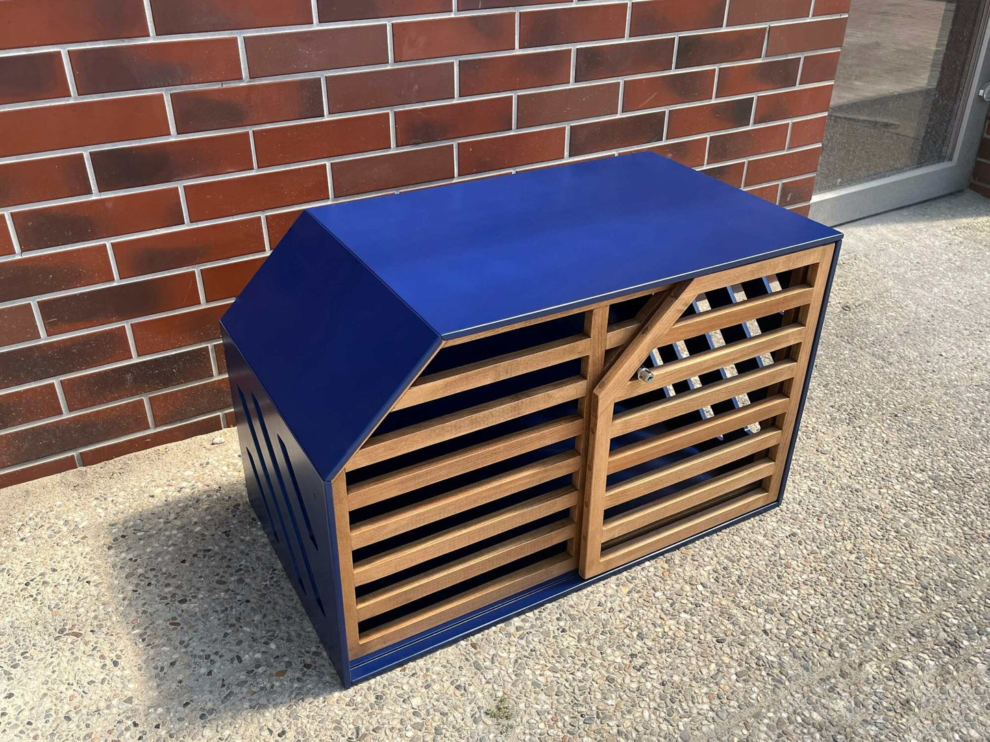 Luxurious Blue Dog House with Slide Door - Ultimate Comfort for Your Pet