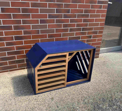 Luxurious Blue Dog House with Slide Door - Ultimate Comfort for Your Pet