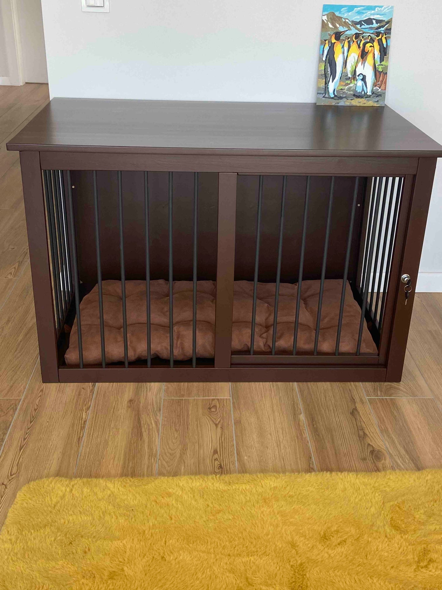 Modern dog crate furniture Moxie Brown+Black