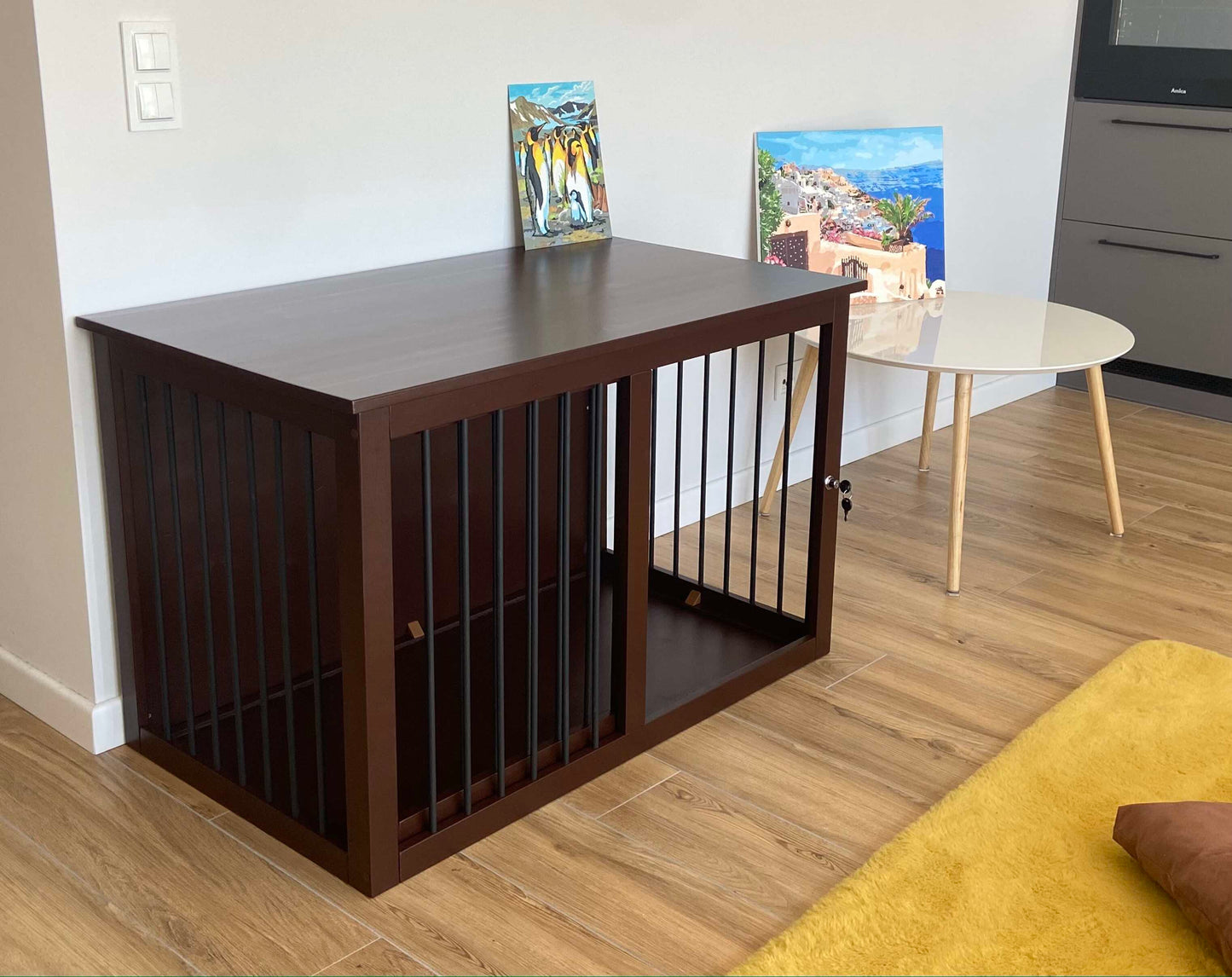 Stylish Black Pet Crate with Sliding Door - Amazingly Comfortable