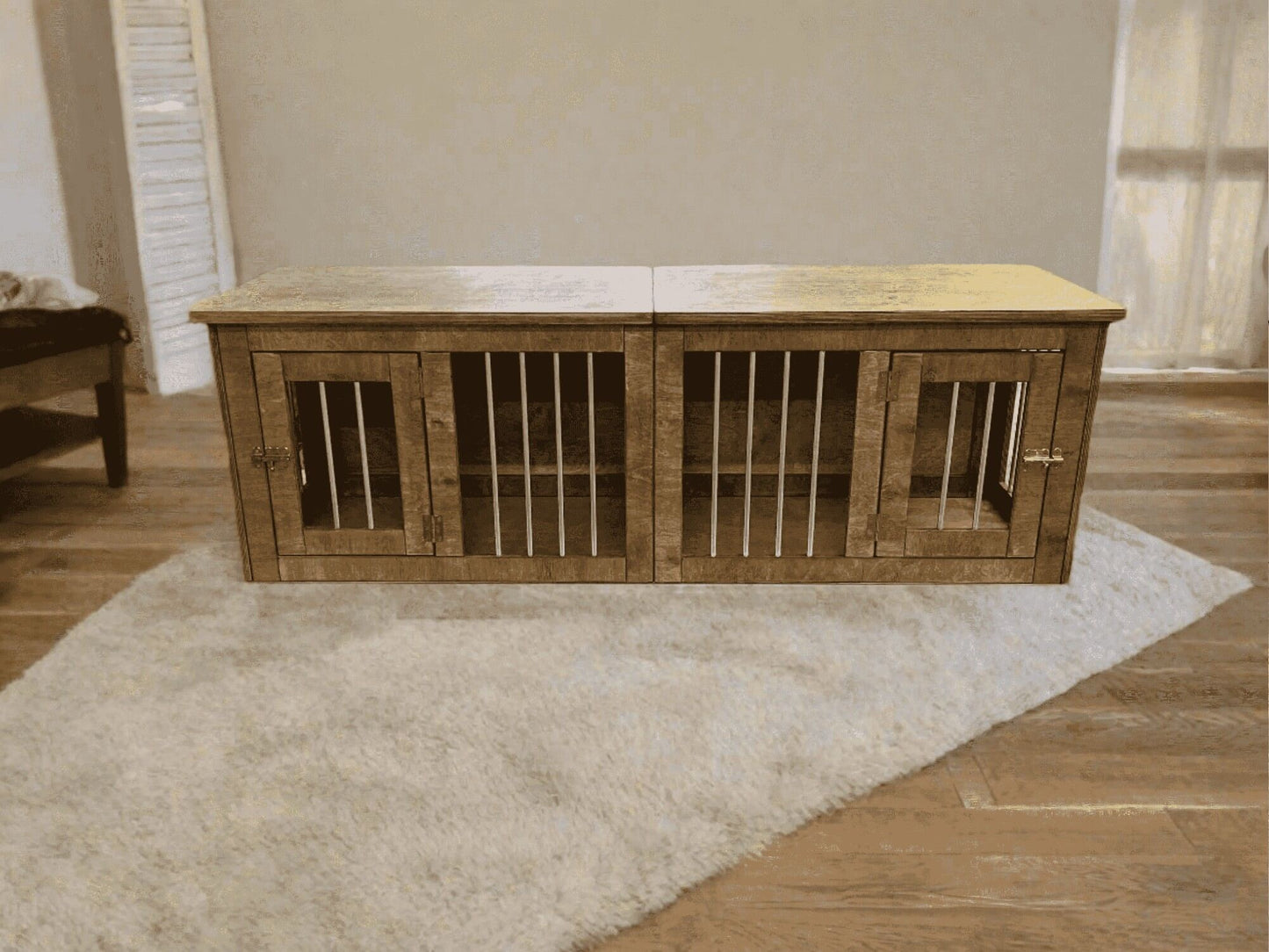 Awesome Two-Dog Crate - Stylish & Cozy Pet Furniture in Brown