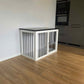 Safe and Elegant Black+White Dog Crate Furniture with Sliding Door