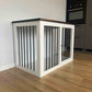 Safe and Elegant Black+White Dog Crate Furniture with Sliding Door