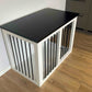 Safe and Elegant Black+White Dog Crate Furniture with Sliding Door