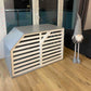 Contemporary Grey Dog Crate - Stylish Wooden Pet Home