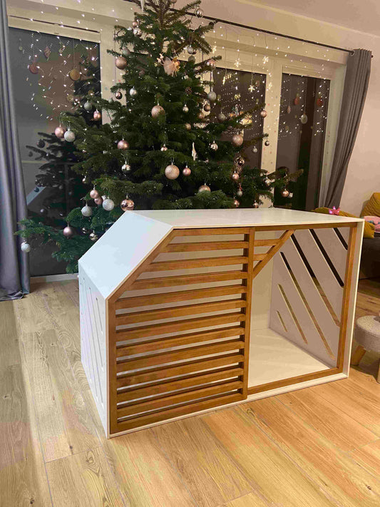 White Safe Haven for Dogs - Cozy Wooden Dog House