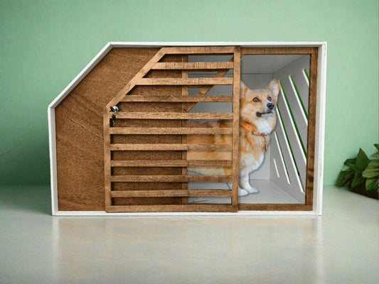 Handcrafted Personalized Dog Crate in Wooden Design