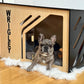 Dog kennel with plexiglass sliding door, house for dogs from small to large breeds, with your pet's name - WoW WooD