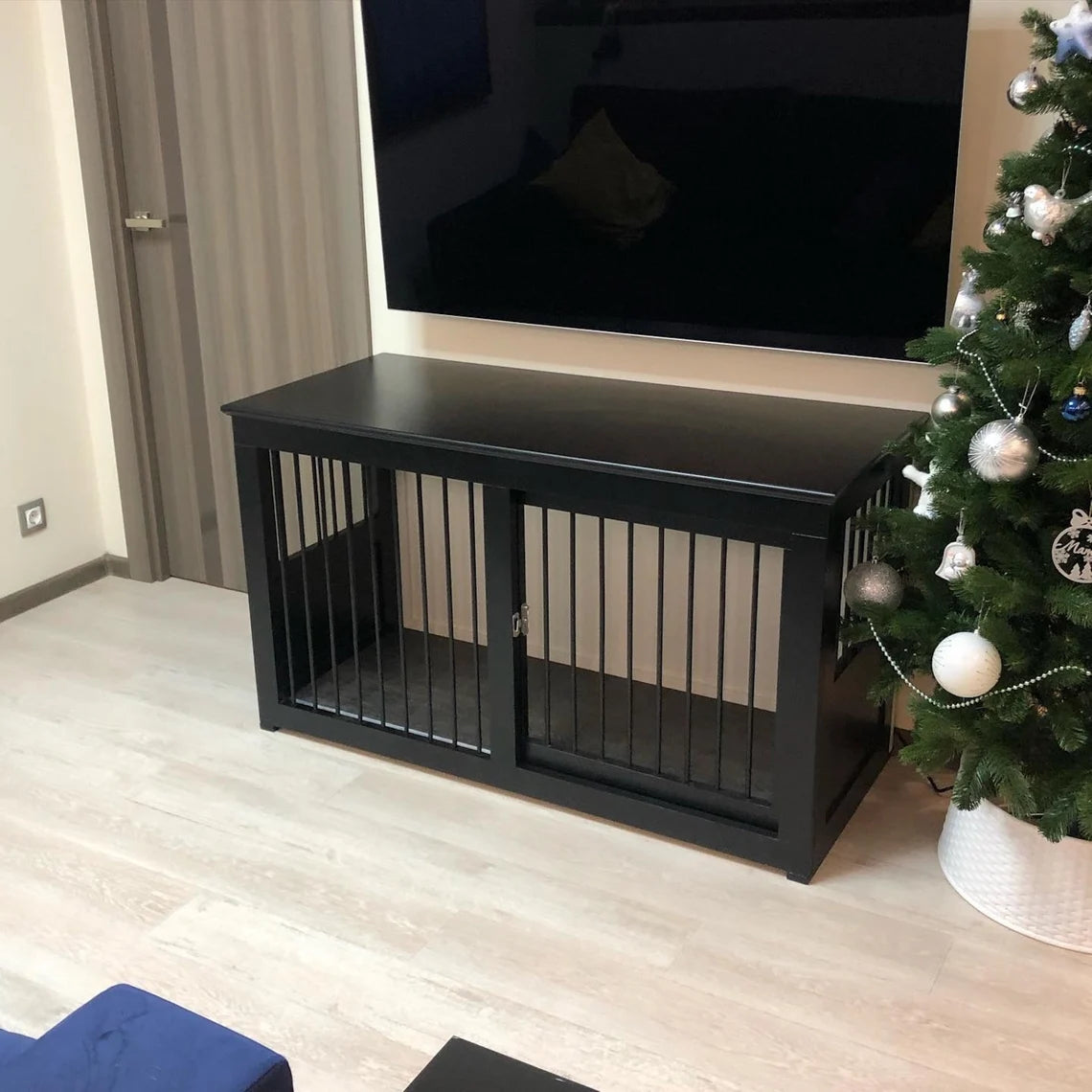 Handmade Black Dog Crate Furniture: Elegant Design, Comfortable and Safe Haven