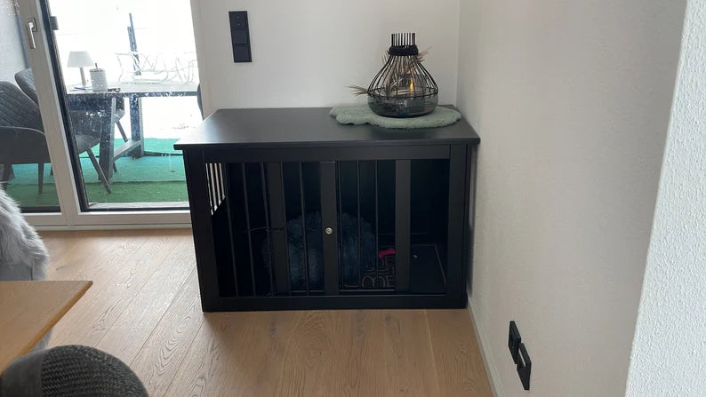 Handmade Black Dog Crate Furniture: Elegant Design, Comfortable and Safe Haven