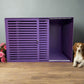 Violet Comfortable Dog Safe House - Modern Brown Cage with Sliding Door