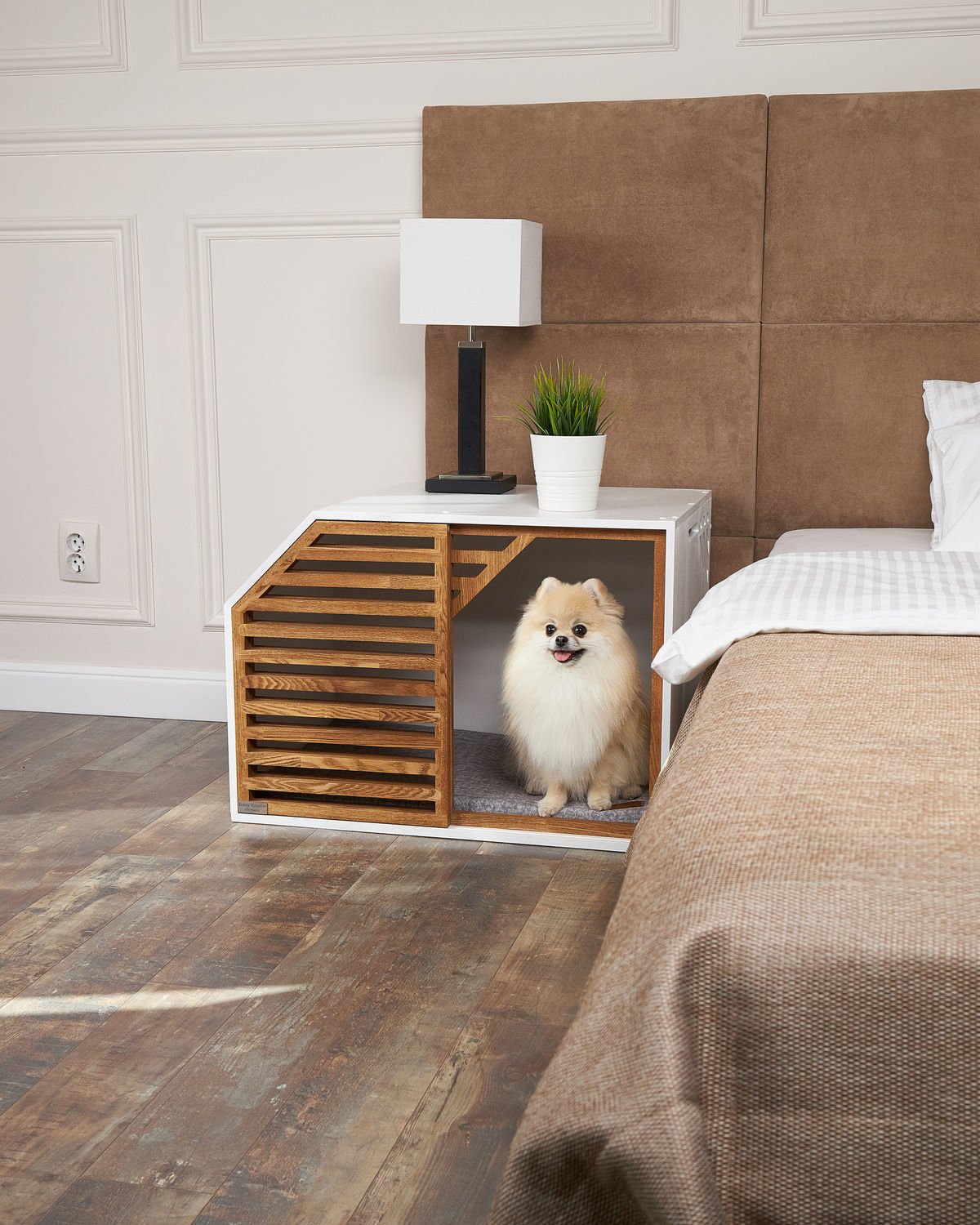 White Safe Haven for Dogs - Cozy Wooden Dog House