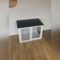 Safe and Elegant Black+White Dog Crate Furniture with Sliding Door